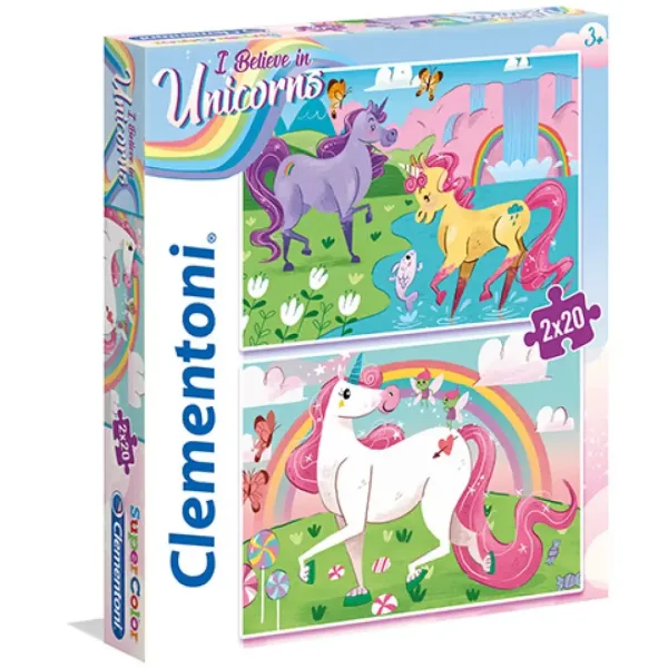 Verjamem v samoroge Supercolor Sestavljanka 2-v-1 2x60-delna - Clementoni slika 1