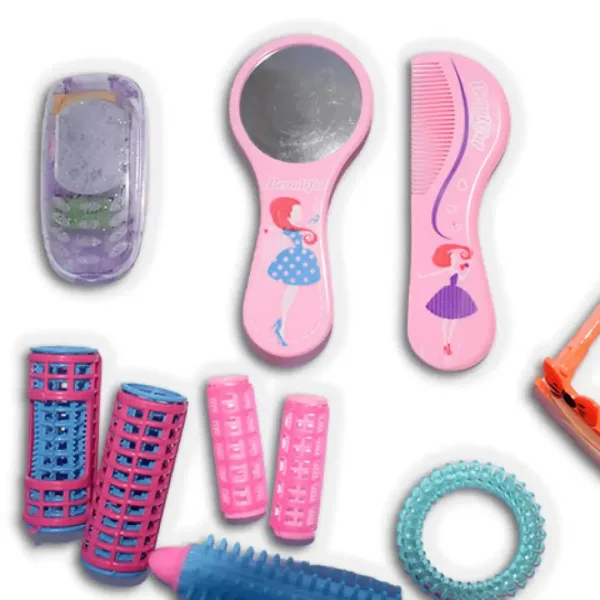 Vouge Girl - Roza lepotilni komplet s kodralniki, sončnimi očali in dodatki slika 2