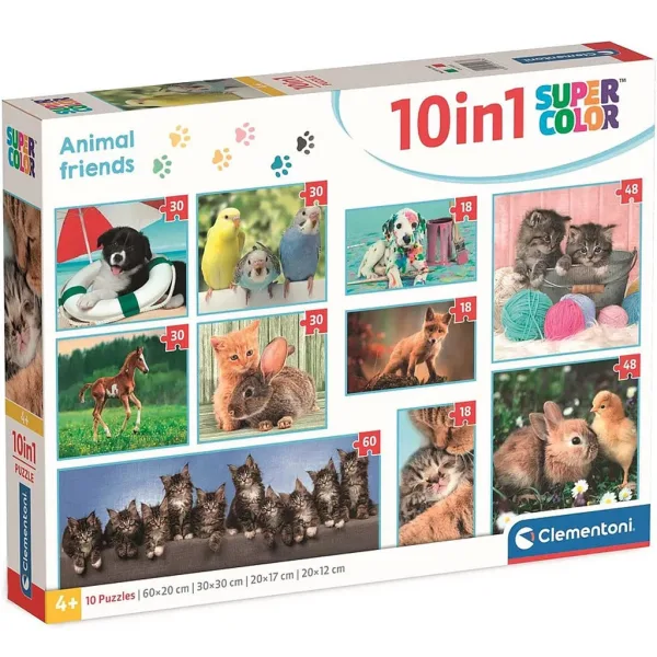 Živalski prijatelji 10v1 super color puzzle - Clementoni slika 1