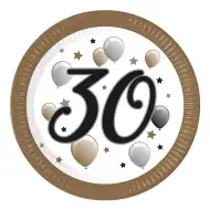 "30" let papirnatih krožnikov s podnapisi, set 8 kosov, 23 cm