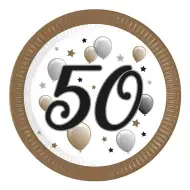 "50" let papirnati krožniki s potiskom, komplet 8 kosov, 23 cm