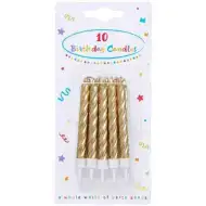 10-delni komplet zavitih sveč zlate barve