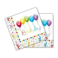 20-delni komplet 2-slojnih papirnatih prtičkov 33x33cm Happy Birthday