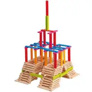 200-delna gradbena igrača z barvnimi in naravno lesenimi palicami - Woodyland