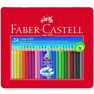 24-delni komplet trikotnih barvnih svinčnikov v kovinski škatli - Faber-Castell