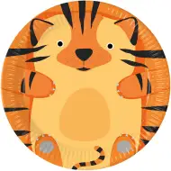 8-delni komplet papirnatih krožnikov z vzorcem tigra, premera 23 cm.
