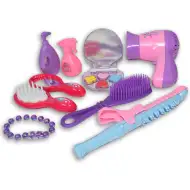 9-delni lepotilni set roza barve z igralno školjkasto šminko, glavnikom in dodatki