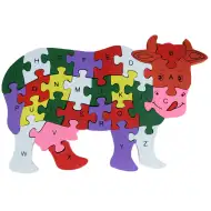 ABC - 123 krava drevo izobraževalna sestavljanka