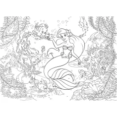 Ariel, mala morska deklica 2 v 1, 108-delni puzzle in pobarvanka 50x35 cm - Lisciani slika 3