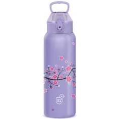 Ars Una: 3D Snow Flower lila kovinska steklenica z dvojnimi stenami 700 ml