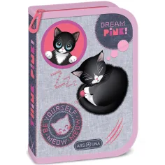 Ars Una: Think Pink zložljiv napolnjen peresnik z motivom mačk 12,8x19,3x3,6 cm