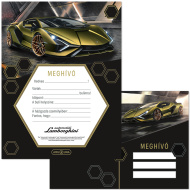 Ars Una: komplet 10 rumenih vabil z motivom Lamborghini in ovojnicami
