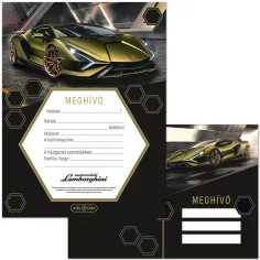 Ars Una: komplet 10 rumenih vabil z motivom Lamborghini in ovojnicami
