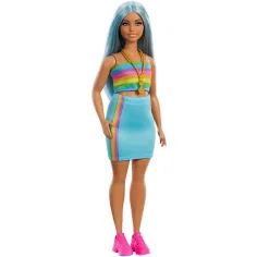 Barbie: Fashionista stil lutka v pisani črtasti obleki - Mattel slika 5
