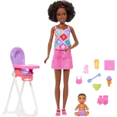 Barbie v rožnati obleki – varuška igralni set - Mattel slika 2