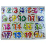 Barvita lesena igra za vstavljanje oblik z ročaji 30x22cm