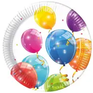 Barvni baloni papirnati krožniki, set 8 kosov, 23 cm
