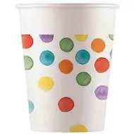 Barvni papirnati kozarci s pikami, komplet 8 kosov, 200 ml