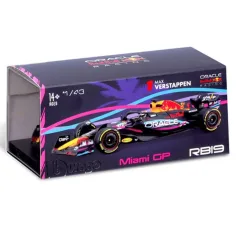 Bburago: Red Bull RB19 F1 dirkalnik kovinski avtomodel 1/43 (Max Verstappen #1, posebna izdaja Miami GP, s čelado) slika 4