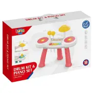 Bobnarski set z klavirjem v roza barvi