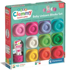 Clemmy: Barvni mehki gradniki s figuro samoroga, 10-delni komplet - Clementoni