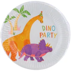 Dino zabava, 8-delni komplet papirnatih krožnikov, premer 23 cm