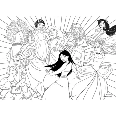 Disney Princeske 2 v 1, 2x24-delni maxi puzzle in pobarvanka - Lisciani slika 2