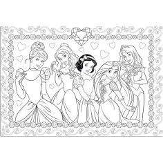 Disney Princeske 2 v 1, sestavljanka s 108 deli in pobarvanka 50x35 cm - Lisciani slika 2