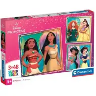 Disney+Princeske Supercolor 3x48 kosov puzzle - Clementoni