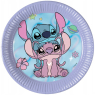 Disney Stitch in Angel papirnati krožniki, komplet 8 kosov, premer 20 cm