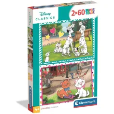 Disney klasiki: 101 dalmatincev in Mačji aristokrati, 2x60-delne Supercolor sestavljanke - Clementoni
