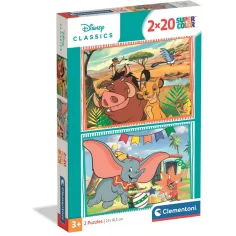 Disney klasiki: Levji kralj in Dumbo, 2 x 20-delni Supercolor sestavljanki - Clementoni