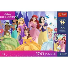 Disneyjeve princeske 100-delna UFT sestavljanka s plakatom - Trefl