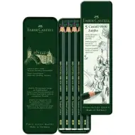Faber-Castell: 9000 Jumbo grafitni svinčnik v kovinski škatli, set 5 kosov