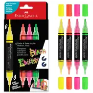 Faber-Castell: Black Edition Shake &amp; Paint dvostranski barvni marker set, 4 kos, konici 3 mm in 1 mm