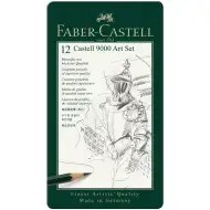 Faber-Castell: Castell 9000 grafitni svinčnik, set 12 kosov v kovinski škatli