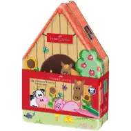 Faber Castell: Komplet 18 konektorskih flomastrov v kovinski škatli s kmečkim motivom