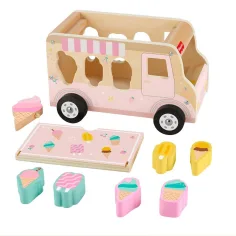 Fisher-Price: Wood Leseni Sladoledni Voziček za Razvrščanje Oblik - Mattel slika 2