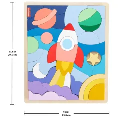 Fisher Price: Wood lesena vesoljska sestavljanka - Mattel slika 2