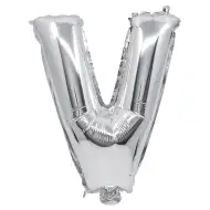 Folija balon v obliki črke V srebrne barve – črka V 32 cm