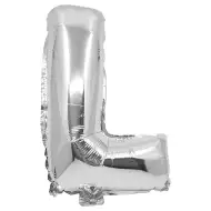 Folija balon v obliki črke, srebrne barve – črka L, 32 cm