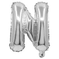 Folija balon v obliki črke, srebrne barve – črka N, 32 cm