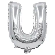 Folija balon v obliki črke, srebrne barve – črka U, 32 cm