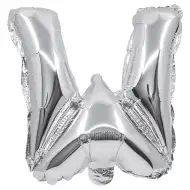 Folija balon v obliki črke srebrne barve – črka W 32 cm
