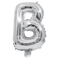 Folija balon v obliki črke v srebrni barvi – črka B 32 cm