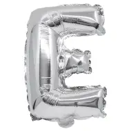 Folija balon v obliki črke v srebrni barvi – črka E 32 cm