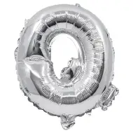 Folija balon v obliki črke v srebrni barvi – črka Q 32 cm