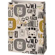 Green Grass Lev vzorec velika premium darilna vrečka 26x14x33cm