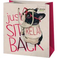 Green Grass Srednje velika darilna vrečka z vzorcem opazovalnega psa 18x10x23cm