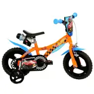 Hot Wheels 12” otroško kolo s držalom za plastenko in pomožnimi kolesi v oranžno-črni barvi – Dino Bikes kolo